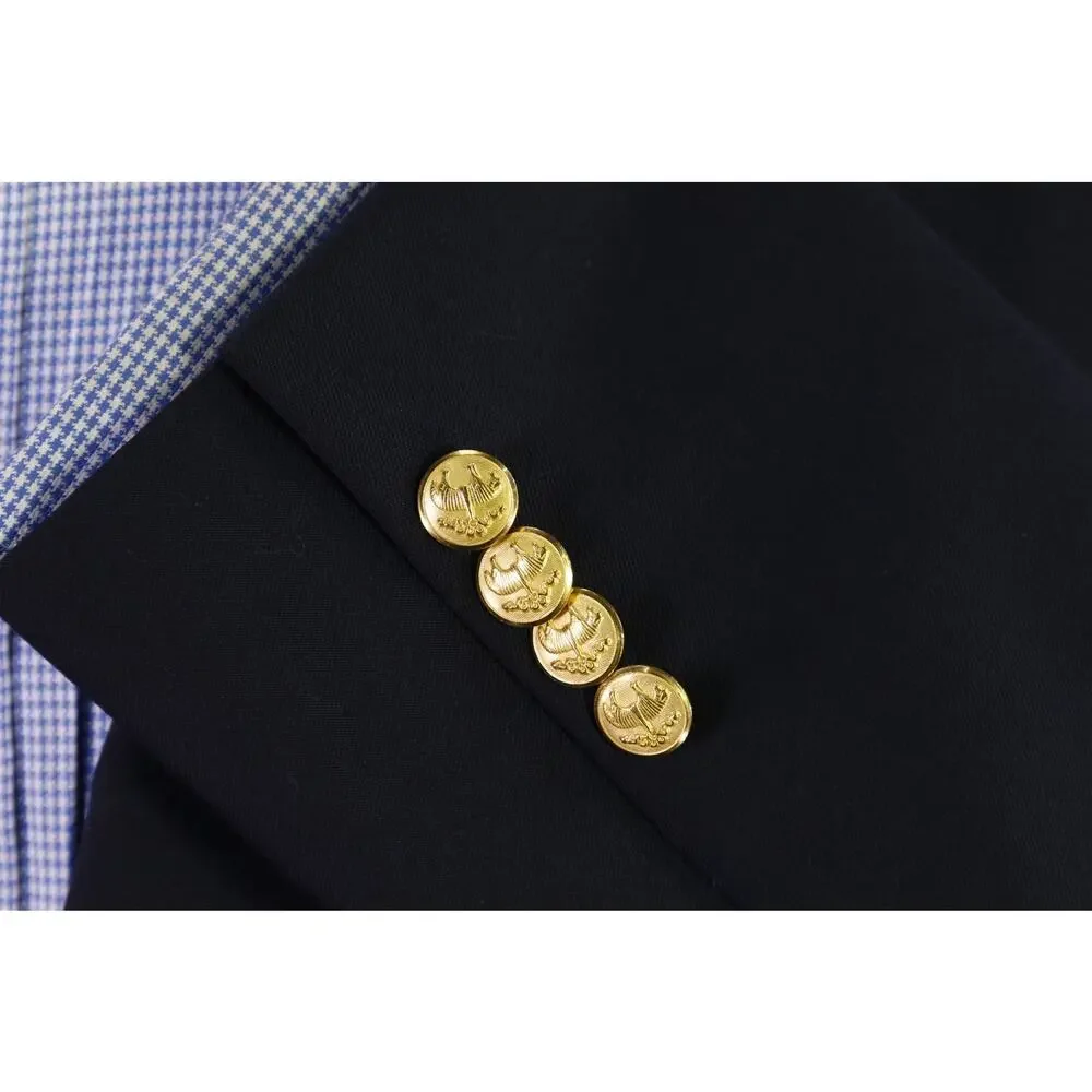 Brooks Brothers Navy Blue Gold Metal Buttons 2-Btn Wool Blazer Jacket 43R 42R